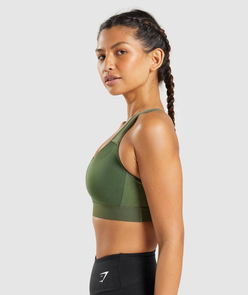 Women's Gymshark Lightweight High Support Sports Bra Olive | CA 083N1D